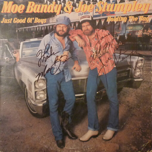 MOE BANDY & JOE STAMPLEY Holding The Bag LP Autographed Signed